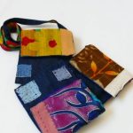 Pochette sari riciclato e jeans 13x15
