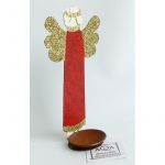 Portacandela Angelo rosso h17cm