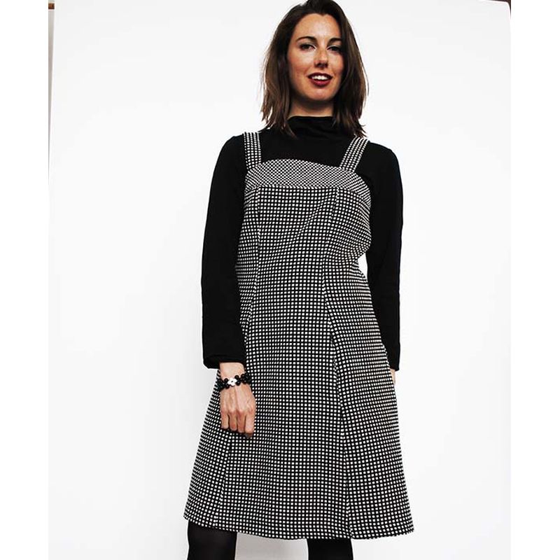 Vestito salopette Malika nero e bianco L - altraQualità: Vendita on line  prodotti equo e solidali