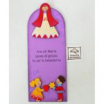 Pala in legno Ave Maria viola 26x10cm
