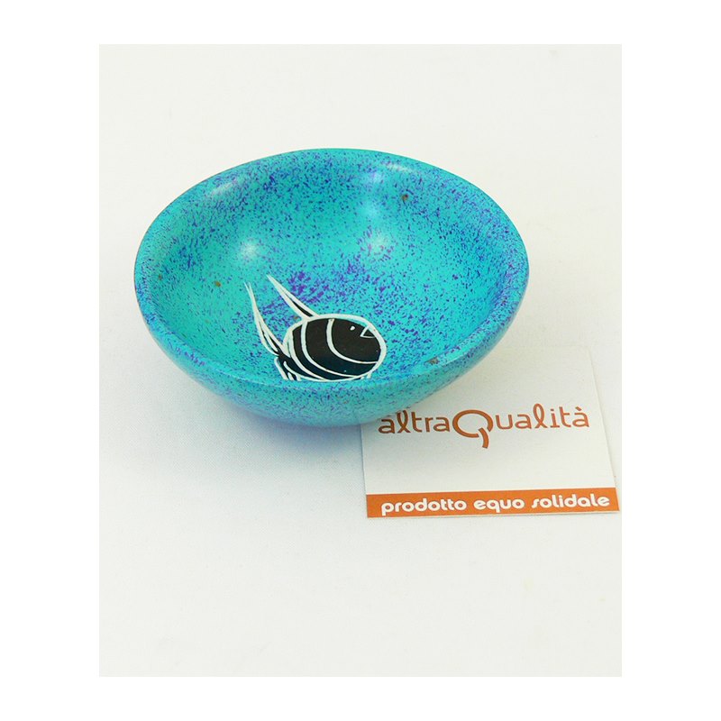 KE1010699 (2) Ciotolina 7cm Blu sponged con pesce - immagine 1