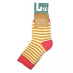 Calze ragazza righe rosso/aran 31/34 bio