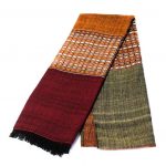 Sciarpa in cotone jacquard arancio/verde