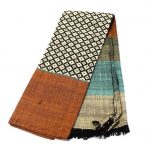 Sciarpa in cotone jacquard nero/arancio