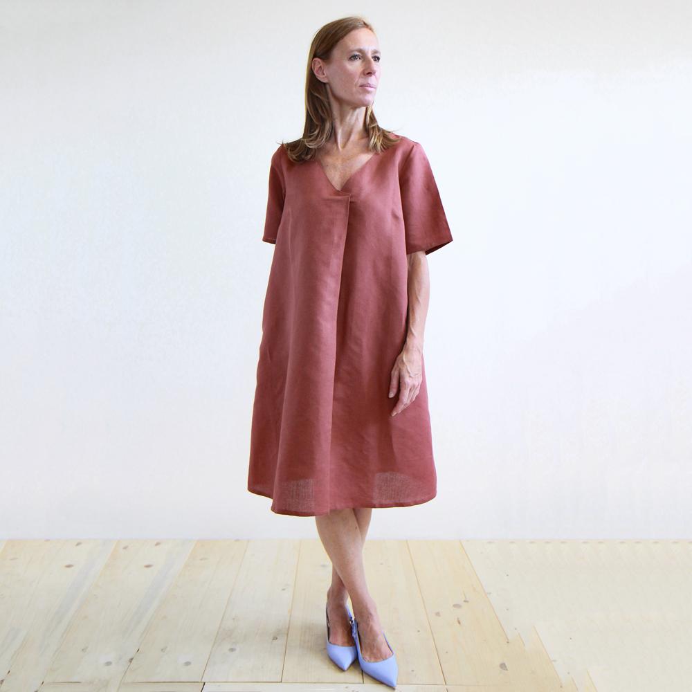 OEIN6021980 (2) Abito Acacia lino-cotone terracotta L - immagine 1