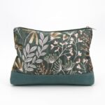 Portatrucco grande Broccato Fiori Verdi