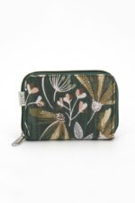 Portafoglio donna M Broccato Fiori verdi