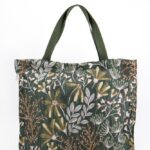 Borsa Tote grande Broccato Fiori Verdi
