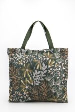 Borsa Tote grande Broccato Fiori Verdi