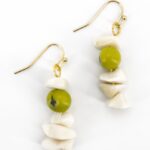 Orecchini Albatros bianchi e verde lime