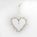 Decorazione cuore panna e oro 8cm - immagine 2