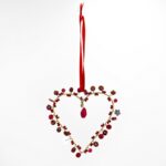 Decorazione cuore perline rosse 7cm - immagine 2