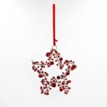 Decorazione stella perline rosse 10cm - immagine 2