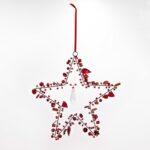 Decorazione stella perline rosse 17cm - immagine 2