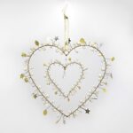 Decorazione cuore doppio panna e oro - immagine 2