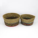 Set 2 cesti seagrass e tessuto