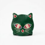 Gatto portamonete verde 8x8cm