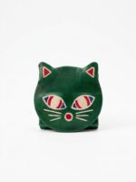 Gatto portamonete verde 8x8cm