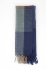 Stola lana blu, azzurro, caramello - immagine 2