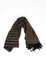 Stola lana  righe orizz. blu e marrone - immagine 3