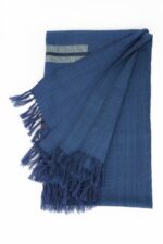 Stola lana pattern geometrico blu indaco