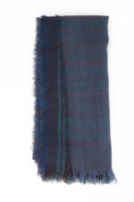 Stola lana righe petrolio, blu cioccolat - immagine 2