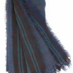 Stola lana righe petrolio, blu cioccolat