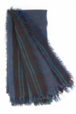 Stola lana righe petrolio, blu cioccolat