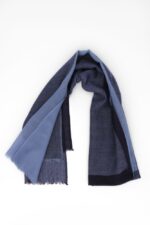 Stola lana seta jacquard blu - immagine 3