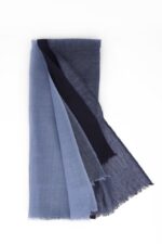 Stola lana seta jacquard blu