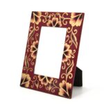 Cornice portafoto laccata rossa fiori