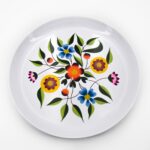 Piatto metallo bianco Fiori 30xm