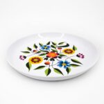 Piatto metallo bianco Fiori 30xm - immagine 2