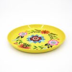 Piatto metallo giallo Fiori 30cm - immagine 2