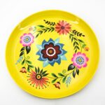 Piatto metallo giallo Fiori 30cm