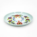 Piatto metallo verde acqua Fiori 30cm - immagine 2