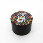 Scatolina tonda Gatto floreale d7xh5cm
