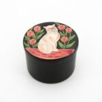 Scatolina tonda Gatto elegante d7xh5cm