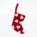 Calza di Natale rossa cuori 12x17cm - immagine 2