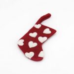 Calza di Natale rossa cuori 12x17cm